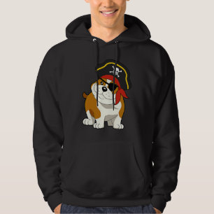 Bulldog Dog Pirate Captain with Skull Easy Hallowe Hoodie