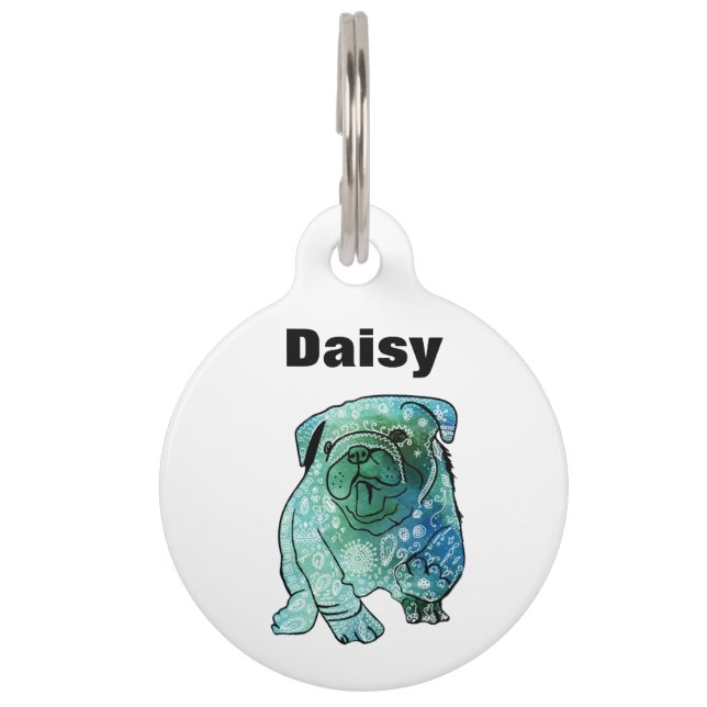 Bulldog Dog,Puppy Mandala Custom Name DogPet Tag (Front)