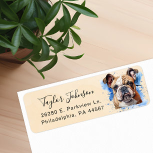 Bulldog Dog Return Address Label