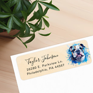 Bulldog Dog Return Address Label