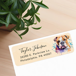 Bulldog Dog Return Address Label
