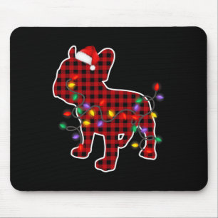 Bulldog Dog Santa Hat Christmas Pyjamas Xmas Light Mouse Mat