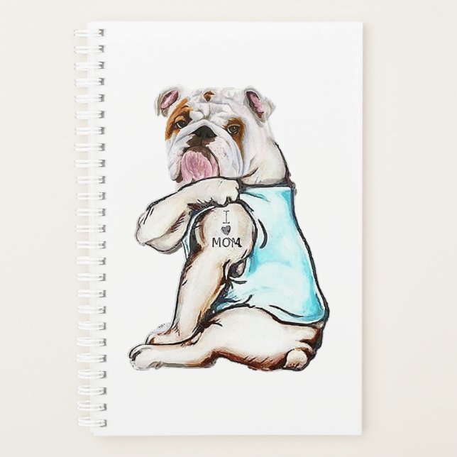 Bulldog Dog Tattoo I Love Mum Planner (Front)