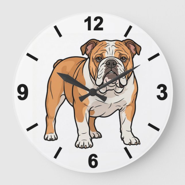 Bulldog Dog Wall Clock Classic Pet Home Decor (Front)