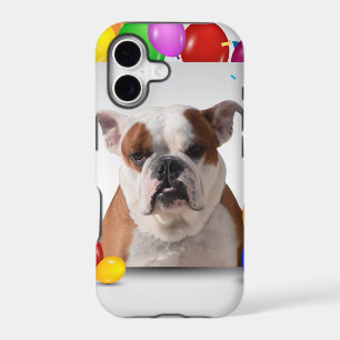 Bulldog Dog with colourful Balloons Birthday Theme