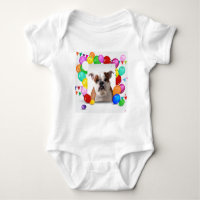 Bulldog Dog with colourful Balloons Birthday Theme