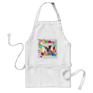 Bulldog Dog with colourful Balloons Birthday Theme Standard Apron