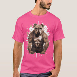 Bulldog Dog With Muscles Workout Gym Bodybuilding T-Shirt