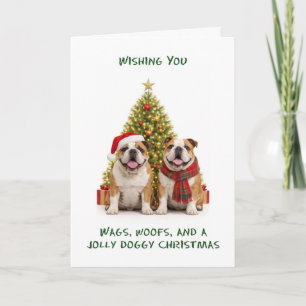 Bulldog Dogs Christmas Holiday Card