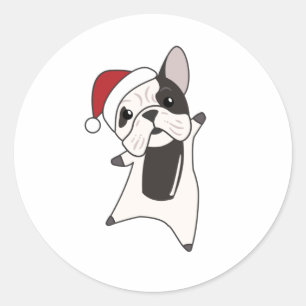 Bulldog Dogs Merry Christmas Winter Animals Classic Round Sticker