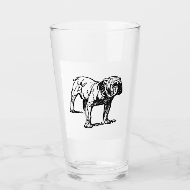 bulldog drawing glass (Front)