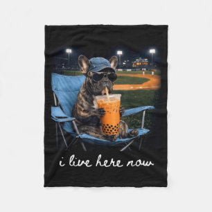 Bulldog Drink Iced Coffee Baseball Field Live Here Fleece Blanket