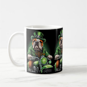 Bulldog Driving Bike St. Patrick's Day Coffee Mug