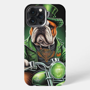 Bulldog Driving Bike St. Patrick's Day iPhone 13 Pro Max Case