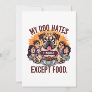 Bulldog Everyone Except Food Funny Cartoon Holiday Card