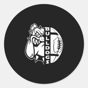Bulldog Face Half Football Ball Fun Rug  Classic Round Sticker