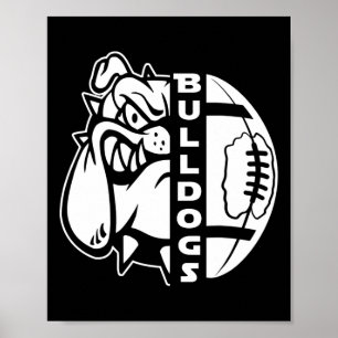Bulldog Face Half Football Ball Fun Rug  Poster