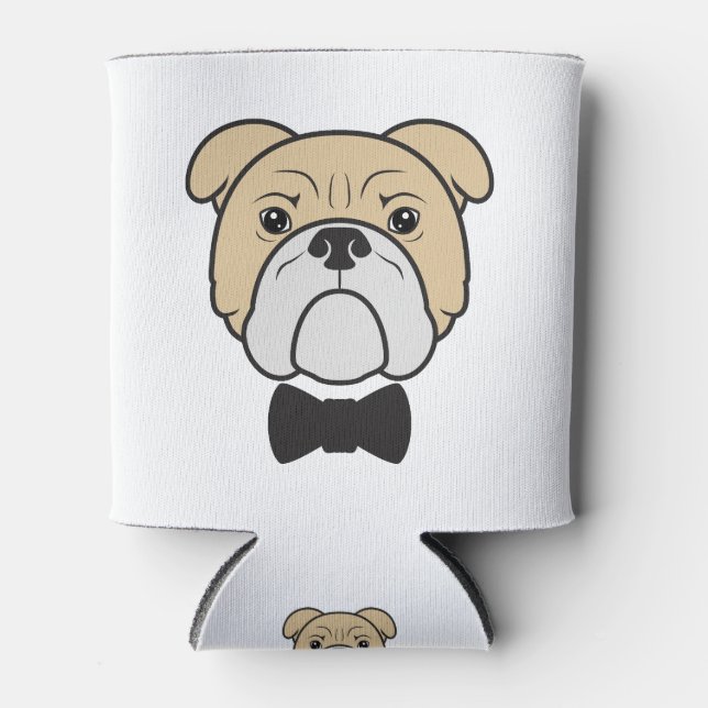 Bulldog Face With Tie Can Cooler (Front)