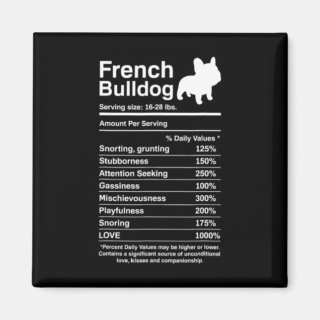 Bulldog Facts Nutrition Fun Frenchie Lover  Magnet (Front)