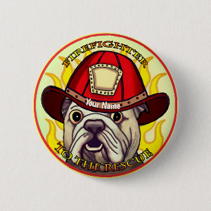 Bulldog Firefighter 6 Cm Round Badge