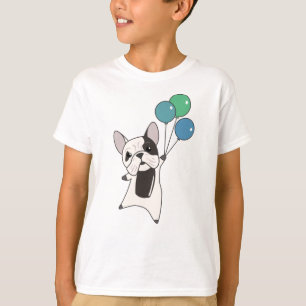 Bulldog Flies Balloons Above Cute Animals Dogs T-Shirt