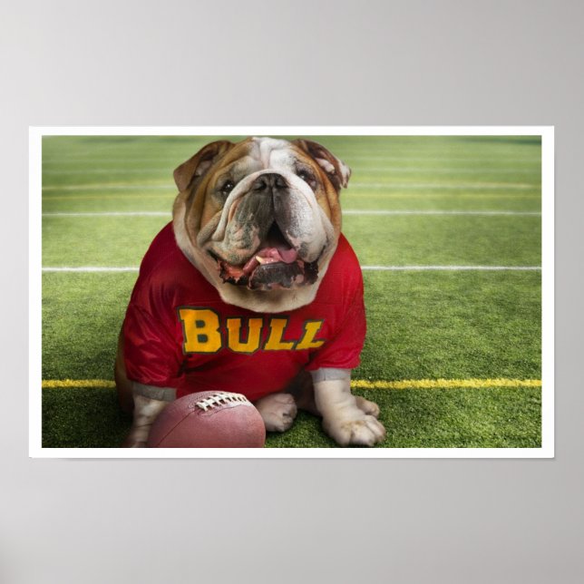 Bulldog Football Time Art Print Poster (Front)
