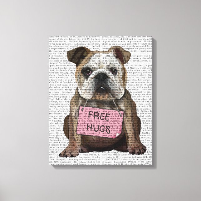 Bulldog Free Hugs Canvas Print (Front)