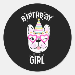Bulldog Frenchie Celebration Party Theme  Classic Round Sticker