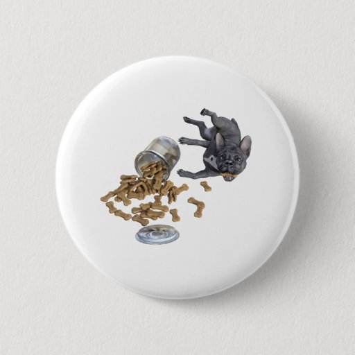 Image of Bulldog Frenchie Naughty Dog with Cookies 6 Cm Round Badge