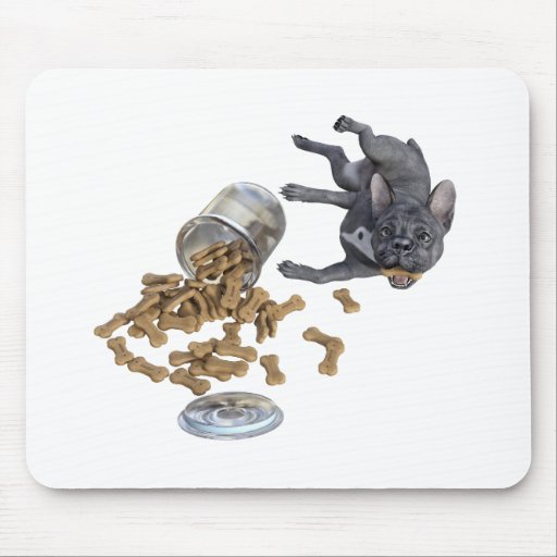 Image of Bulldog Frenchie Naughty Dog with Cookies Mouse Mat