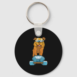 Bulldog Fun Skateboarding French Bulldog Puppy Gif Key Ring