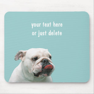 Bulldog funny face with tongue sticking out custom mouse mat