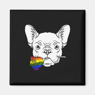 Bulldog Gay Pride Rose Lgbt-q Rainbow Frenchie Dog Magnet