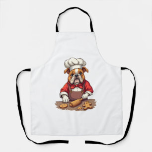 Bulldog Gingerbread Chef Apron