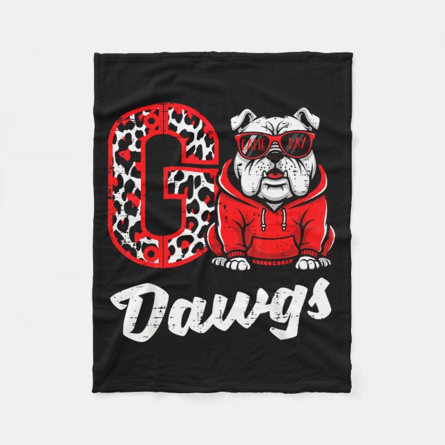 Bulldog Go Dawgs Men Women Kids Boys Youth Girls T Fleece Blanket (Front)