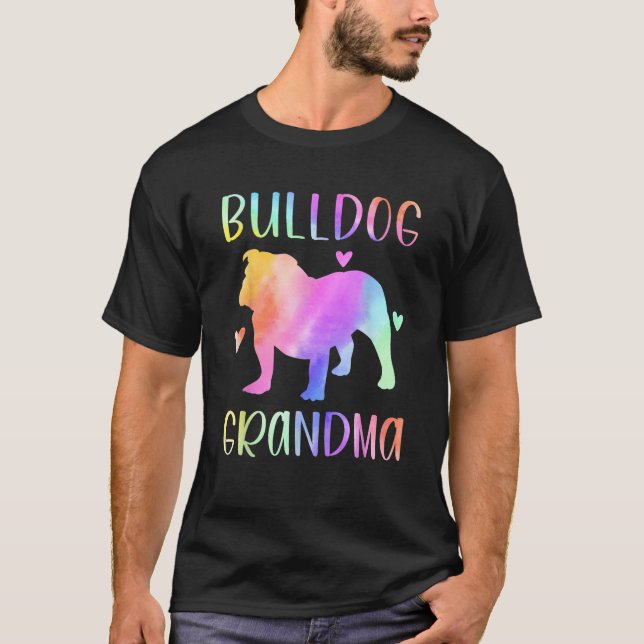 Bulldog Grandma English Bulldog Nana Rainbow Water T-Shirt (Front)