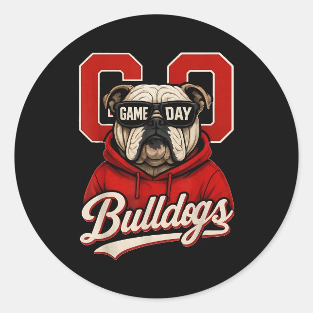 Bulldog Graphic Dawgs Men Women Kid Boy Girl  Classic Round Sticker (Front)