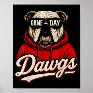 Bulldog Graphic Dawgs Men Women Kid Boy Girl Poster