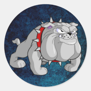 BULLDOG GRAY CARTOON CLASSIC ROUND STICKER