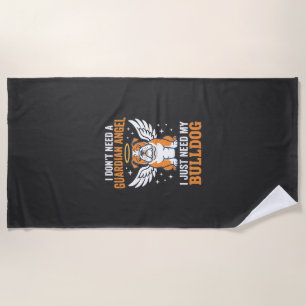 Bulldog Guardian Angel Dog Beach Towel