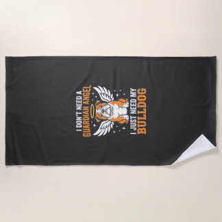 Bulldog Guardian Angel Dog Beach Towel