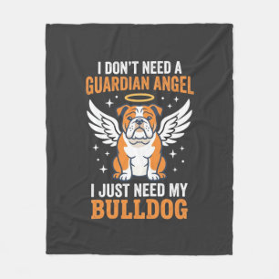 Bulldog Guardian Angel Dog Fleece Blanket