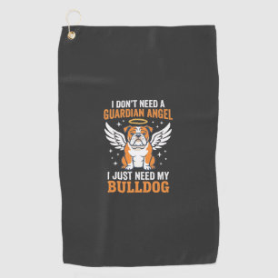 Bulldog Guardian Angel Dog Golf Towel