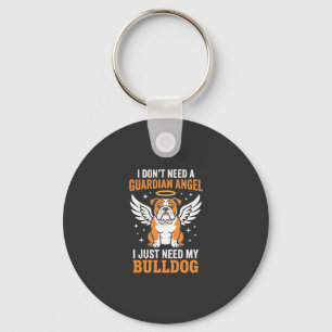 Bulldog Guardian Angel Dog Key Ring