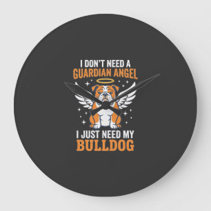 Bulldog Guardian Angel Dog Large Clock