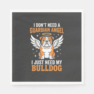 Bulldog Guardian Angel Dog Napkin