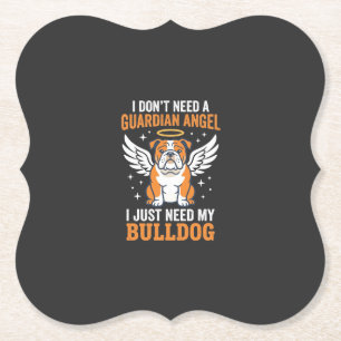 Bulldog Guardian Angel Dog Paper Coaster
