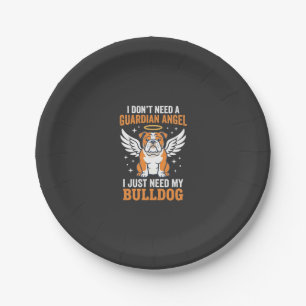 Bulldog Guardian Angel Dog Paper Plate