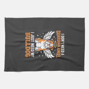 Bulldog Guardian Angel Dog Tea Towel