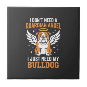 Bulldog Guardian Angel Dog Tile
